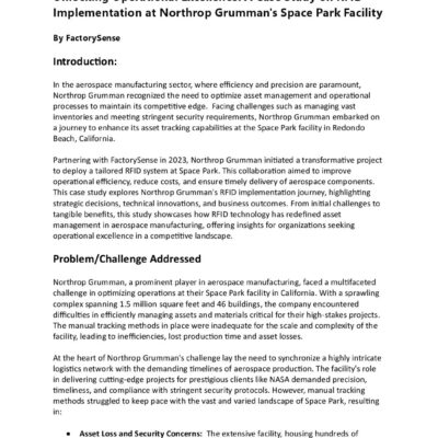 FactorySense Case Study- Northrop Grumman